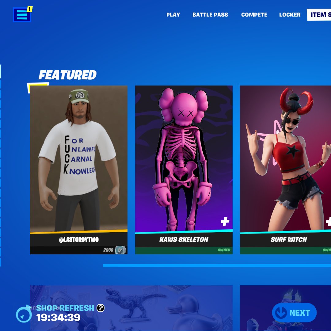 I shoulda never smoke that shit with Jonesy, now I'm in the Fortnite Item Shop